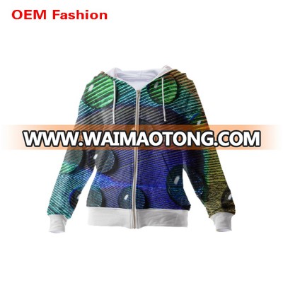 OEM women's zipper up colored hoody